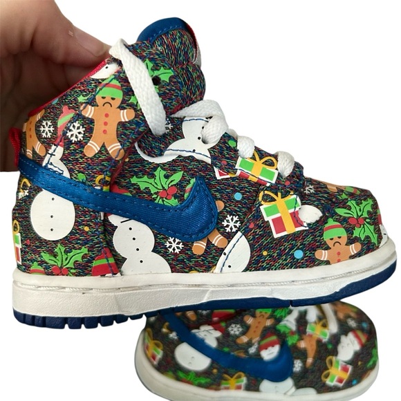 Nike SB Dunk High Concepts Ugly Christmas Sweater High Top Sneaker 2017 Size 6C - Picture 7 of 9